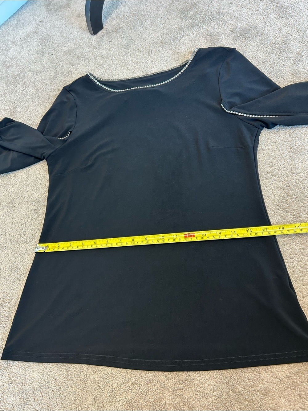 Elegant Black Rhinestone-Trim Evening Top - Picture 9 of 13